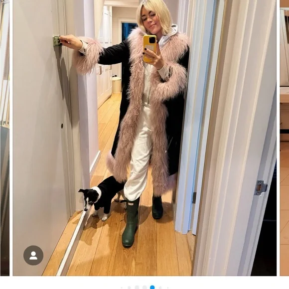 Charlotte Simone Black Puffer Coat with Pink Mongolian Fur Trim - Picture 13 of 16